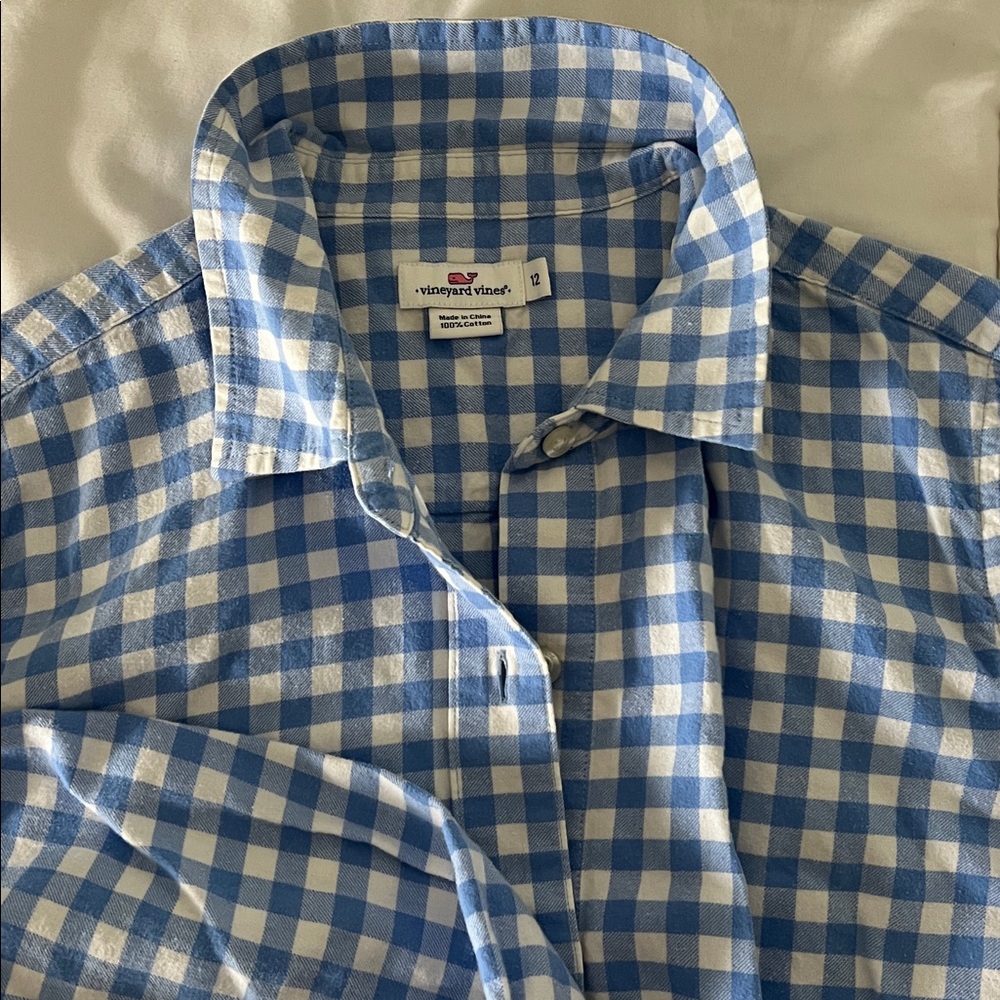 Vineyard Vines Blue and White Gingham Button-Down Shirt